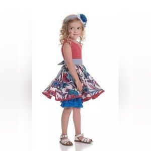 Persnickety girls tunic and short set. Size 18-24m Red, white, and blue outfit.